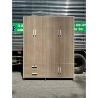 tủ nhựa 4 cánh 2 buồng màu xám ngang 160cm