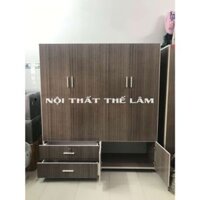 tủ nhựa 4 cánh 2 buồng màu xám ngang 160cm