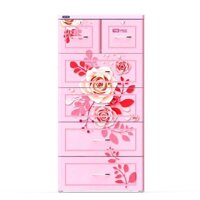 Tủ Nhựa 5 Tầng 6 Ngăn Mina 60 x 48 x 124 cm Nguyên Thùng Chưa Lắp - Hoa Hồng Tabi