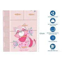 Tủ nhựa 5 tầng Qui Phúc AE màu hồng mẫu Be mine KT 710 x 505 x 1310 mm _ Tundo hàng lắp sẵn