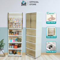 Tủ Nhựa Cho Bé Chính Hãng Pakey, Tủ Đựng Đồ Mặt Nhựa Trong Nhiều Ngăn, Tủ Có Bánh Xe Dễ Dàng Di Chuyển- Bảo Hành 1 Năm