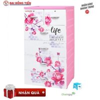 TỦ NHỰA ĐẠI ĐỒNG TIẾN ROYAL T1736 HOA TRÀ MY - TẶNG GHẾ XẾP NHỰA MINI