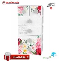 TỦ NHỰA ĐẠI ĐỒNG TIẾN ROYAL T1736 HOA HỒNG - TẶNG GHẾ XẾP NHỰA MINI
