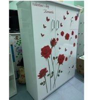 Tủ nhựa đài loan 2 buồng 4 ngăn nhỏ tranh hoa hồng(TPHCM)