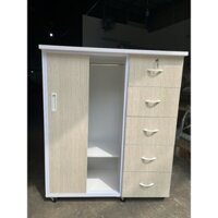 TỦ NHỰA ĐÀI LOAN 2 CÁNH 5 NGĂN KÉO CỬA LÙA 1M25X1M06X42CM MÀU GIẢ GỖ