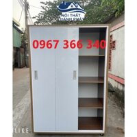Tủ nhựa đài loan 3 cánh lùa Tủ quần áo trắng+nâu cứng cáp mẫu độc quyền giao nhanh