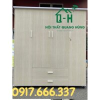 TỦ NHỰA ĐÀI LOAN 4 CÁNH 2 NGĂN KÉO MÀU SỒI TRẮNG 1M6X1M8X45CM