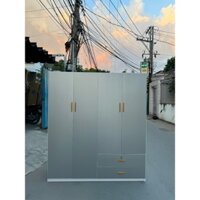 Tủ nhựa Đài Loan 4 cánh lớn màu xám sang trọng 1M6X1M8 cao cấp HCM