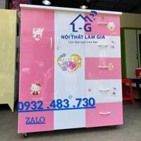 Tủ nhựa đài loan giá rẻ 2 buồng 5 ngăn màu hồng HCM (1m25x1m06x42)