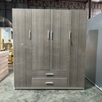 Tủ nhựa Đài Loan Màu Gỗ xám 4 cánh 2 ngăn kéo kt 163*180*47 giá rẻ, bền, đẹp tại HCM