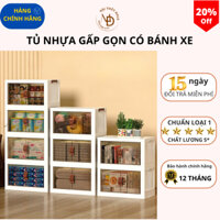 Tủ nhựa đựng đồ IMU Furniture Đa Năng Gấp Gọn, Cửa Trong Suốt Nắp Lật Hiện Đại có bánh xe