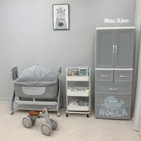 Tủ nhựa đựng quần áo cho bé Holla 5 tầng, chia nhiều ngăn tủ nhỏ, có bánh xe di chuyển dễ dàng, nhựa nguyên sinh cao cấp an toàn cho bé - Xám