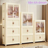 tủ nhựa đựng quần áo kikoshi hàng cao cấp, tủ nhựa có bánh xe di chuyển đa năng 7400