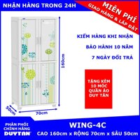 Tủ nhựa Duy Tân 2 buồng treo quần áo WING-4C tặng kèm 10 móc treo quần áo Duy Tân [bonus]