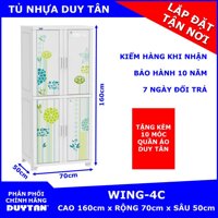 Tủ nhựa Duy Tân 2 buồng treo quần áo WING-4C tặng kèm 10 móc treo quần áo Duy Tân [bonus]