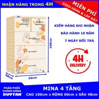 Tủ nhựa Duy Tân MINA 4 tầng (Kem) [bonus]