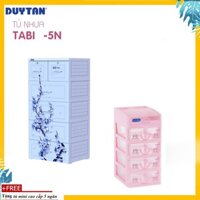 Tủ Nhựa Duy Tân Tabi 5 Tầng 6 Ngăn Xanh Dương Nhánh Hoa 2020- tặng kèm 1 tủ mini 5 ngăn