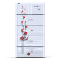 Tủ nhựa Duy Tân Tabi L 5 tầng Trắng bình hoa đỏ
