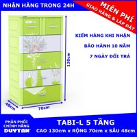 Tủ nhựa Duy Tân TABI-L 5 tầng (Lá bình hoa) - chất liệu nhựa PP/ABS kiểu dáng hiện đại thiết kế tiện lợi kích thước 70 x 48 x 130cm