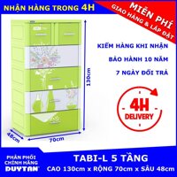 Tủ nhựa Duy Tân TABI-L 5 tầng (Lá bình hoa) - chất liệu nhựa PP/ABS kiểu dáng hiện đại thiết kế tiện lợi kích thước 70 x 48 x 130cm [bonus]