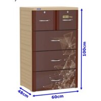 Tủ nhựa Duy Tân Tabi M 4 tầng 5 ngăn kéo, màu nâu chòm sao. Kích thước: cao 100 x rộng 60 x sâu 48 cm. Giao hàng hỏa tốc