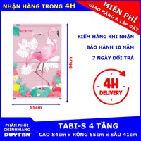 Tủ nhựa Duy Tân TABI-S 4 tầng (Hồng) - Họa tiết ngẫu nhiên [bonus]