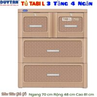 Tủ nhựa duy tân vân gỗ cao cấp Tabi-L 3 Tầng- 4 Ngăn - Nhựa Duy Tân Chính Hãng