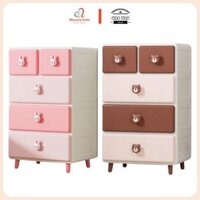 Tủ nhựa gấu thỏ 2 ngăn kéo cho bé 4-5 tầng, tủ đựng quần áo đồ dùng trẻ em - Monnie Kids