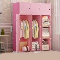 Tủ nhựa ghép tủ quần áo 12 ô có 2 xào treo đồ nhiều màu