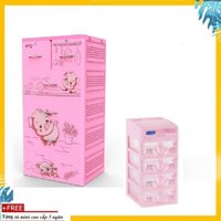 Tủ nhựa Hiệp Thành Hita 5 ngăn hồng heo con cao cấp -Tặng tủ mini 5 tầng