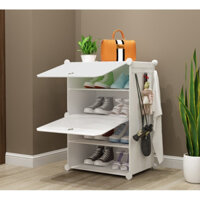 TỦ NHỰA LẮP GHÉP ĐỂ GIÀY DÉP 4 Ô (chia ô) 1x4 CỬA TRẮNG ĐỤC