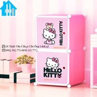 Tủ nhựa lắp ghép thông minh bibi-home 2 ngăn hồng kitty