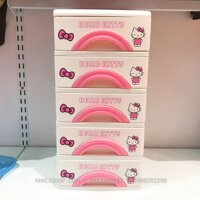 Tủ nhựa mini 5 tầng hình Hello Kitty màu trắng hồng siêu xinh cho bé gái, bạn nữ - TUNHUAKT5T - (18.5x24x37cm)