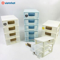 Tủ Nhựa Mini Việt Nhật Hokori, Trong Suốt để Bàn 3,4,5 tầng Đa Năng Gọn Gàng Chính Hãng
