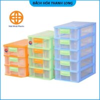 Tủ nhựa ngăn kéo mini Việt Nhật Tủ mini 3-4-5 tầng để bàn đựng mỹ phẩm, đồ dùng đa năng 3683-3684-3685 - Tủ 3 tầng,Xanh Dương