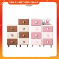 Tủ nhựa ngăn kéo Monmon Thỏ Gấu 3 tầng 4 tầng, tủ đựng quần áo cho bé - Tôm Bebee