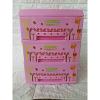 Tủ Nhựa Song Long Mini 3 Tầng Đáng Yêu Cho Bé - Hồng