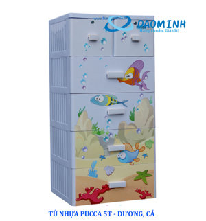 Tủ nhựa Song Long Pucca 5 tầng 6 ngăn có khóa