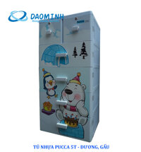 Tủ nhựa Song Long Pucca 5 tầng 6 ngăn kéo (Màu: Xanh dương - hồng - trắng - cốm)