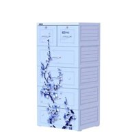 Tủ nhựa TABI 5 tầng cao cấp, chất lượng, giá rẻ, chính hãng Nhựa Duy Tân - Xanh dương -Cành hoa