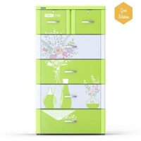 Tủ nhựa TABI-L cao cấp size lớn mặt ốp mica chính hãng Nhựa Duy Tân - Xanh lá - 5 tầng