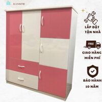 Tủ Nhựa Trẻ Em Đáng Yêu Cho Bé Trai Bé Gái cao 1m25 ngang 1m05 Miễn Phí Ship2 ngăn kéo 3 ngăn kèm thanh treo quần áo