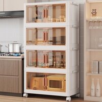 Tủ Nhựa Trong Suốt Cho Mẹ Và Bé - Thiết Kế Cửa Từ, Bánh Xe 360° - Đa Tầng 4/5/6 Linh Hoạt