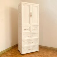 Tủ nhựa vân gỗ 5 tầng lắp ghép cao cấp, đựng quần áo trẻ em, đồ cho bé