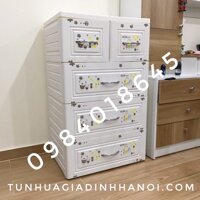 Tủ nhựa Việt Nhật 4 tầng Hoa mini Trắng