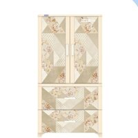 Tủ nhựa WING 2C-2N treo quần áo, cao cấp, 2 cửa 2 ngăn, giá rẻ, chính hãng Nhựa Duy Tân - Kem karo hoa