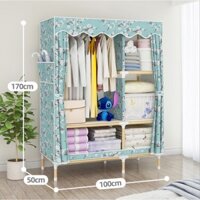 Tủ quần áo 2 buồng 5 ngăn size 1m khung gỗ cao cấp