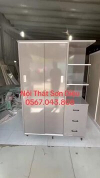Tủ Quần Áo 2 Cánh Kèm Kệ Và Hộc Kéo Cửa Lùa Chất Liệu Nhựa Đài Loan Giá Rẻ Tận Xưởng HCM