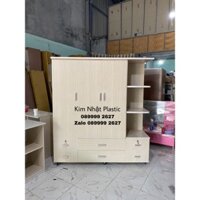Tủ quần áo 3 cánh 1 kệ nhựa Đài loan sồi đẹp - 6 ngăn kéo FREESHIP