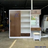 Tủ quần áo cánh lùa kết hợp bàn trang điểm gương led_nhựa đài loan_hàng chính hãng